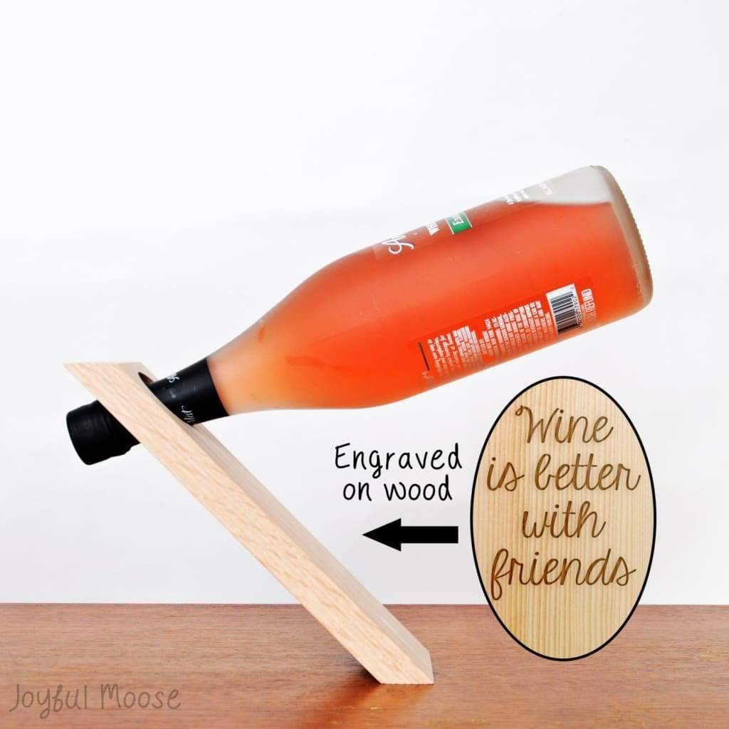 Gravity Defying Wood Wine Bottle Balancer - Girlfriend Gift
