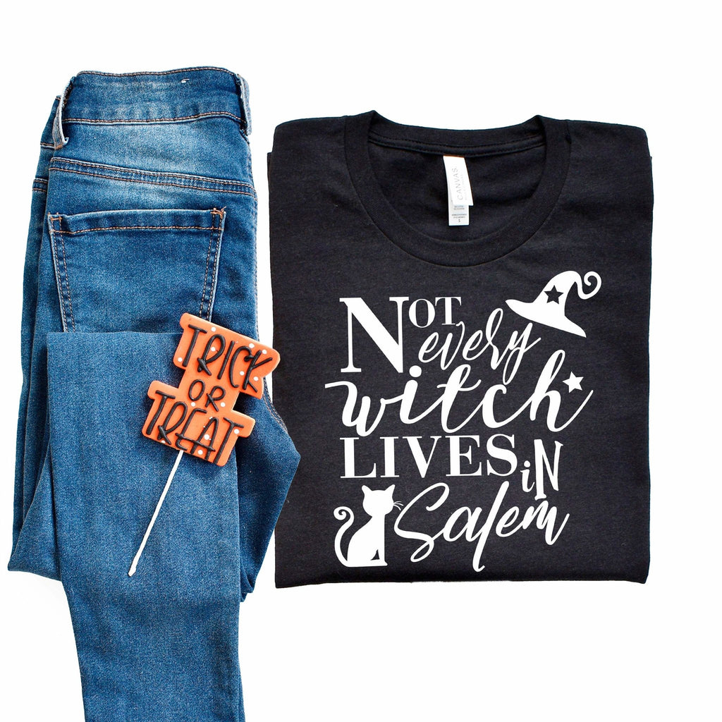 Halloween Tshirt, Not Every Witch Lives in Salem with Cat T-shirt