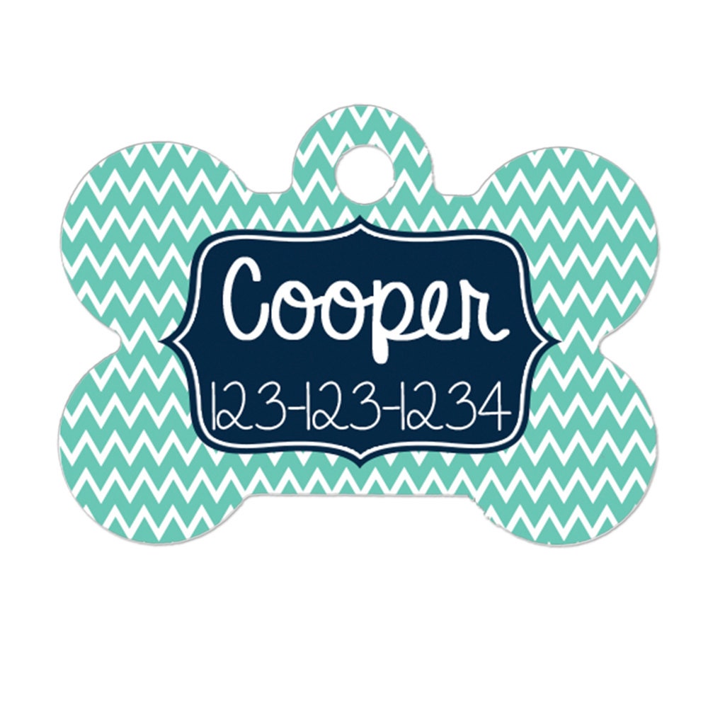Navy and light blue chevron monogrammed car tag