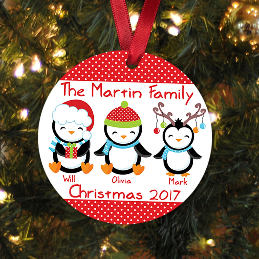 Penguin Holiday Ornament  - Personalized Penguin Family Christmas Ornaments