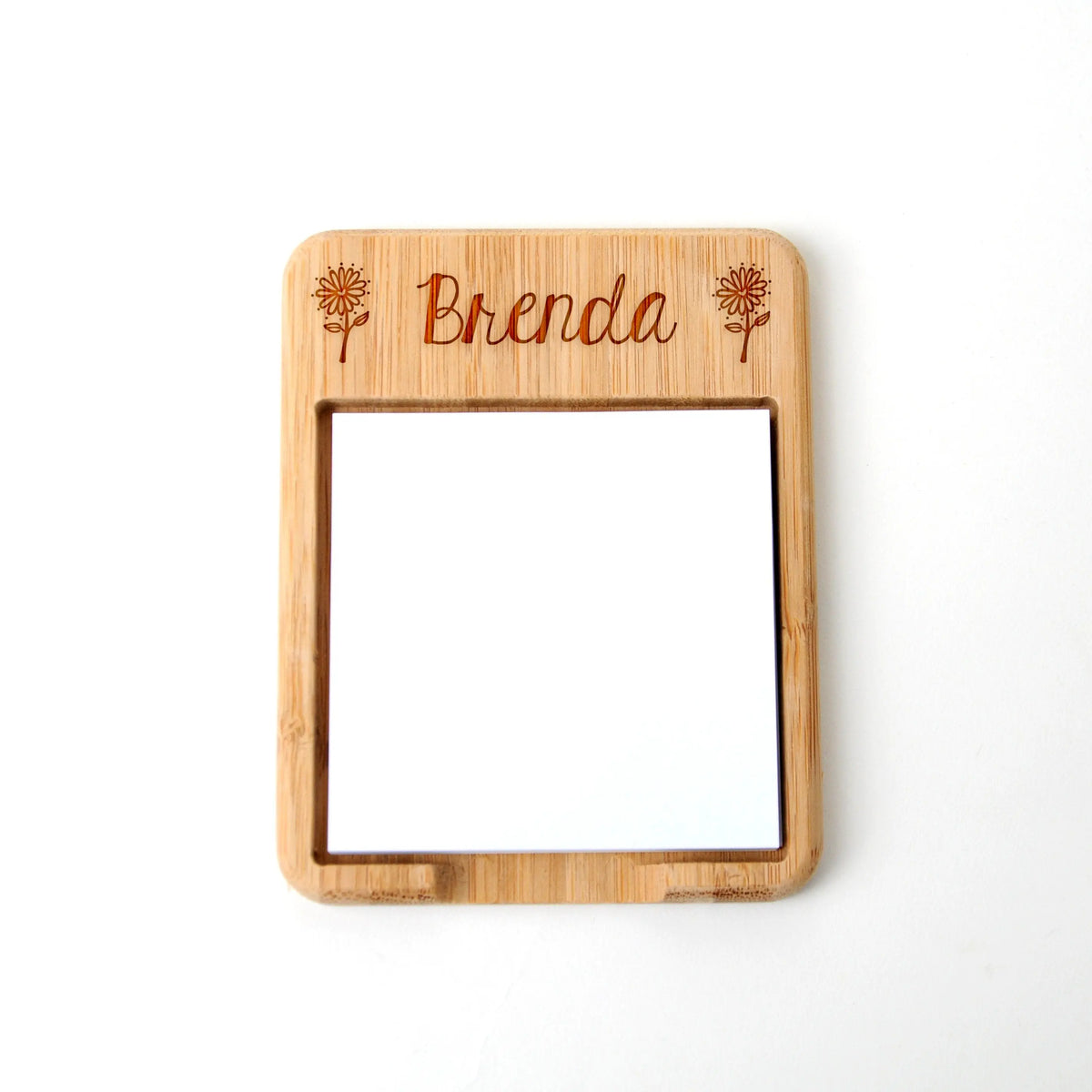 Personalized Floral or Pineapple Bamboo Wood Sticky Note Holder, Custom Teacher Gift