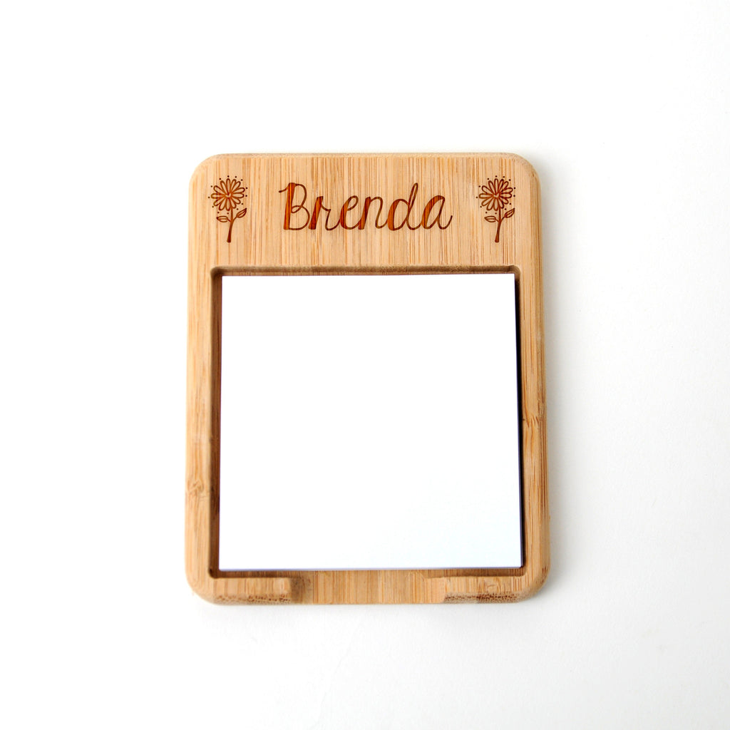 Personalized Floral or Pineapple Bamboo Wood Sticky Note Holder, Custom Teacher Gift