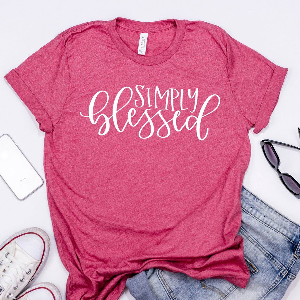 Simply Blessed T-shirt - Womens Graphic Statement Shirt Gift for Mom
