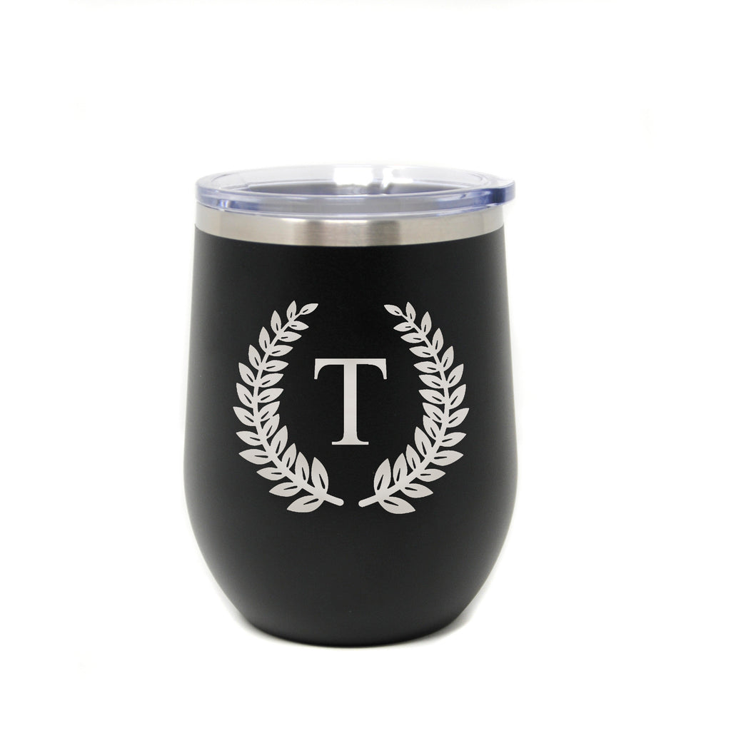 Monogram Wine Tumbler / Personalized Insulated Powder Coated Stemless Wine Tumbler
