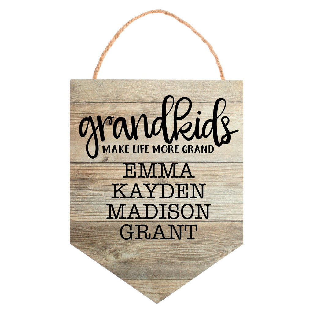 grandkids sign, Personalized Grandparent Sign with Grandkids Name, Grandchildren Make Life More Grand Custom Rustic Sign