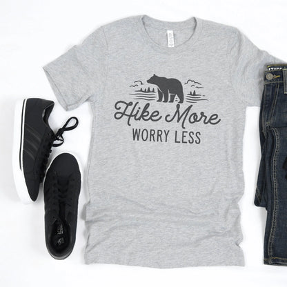 Hike More, Worry Less T-shirt, Hiking Gift, Adventure, Travel, Outdoors Shirt, Camping Tshirt