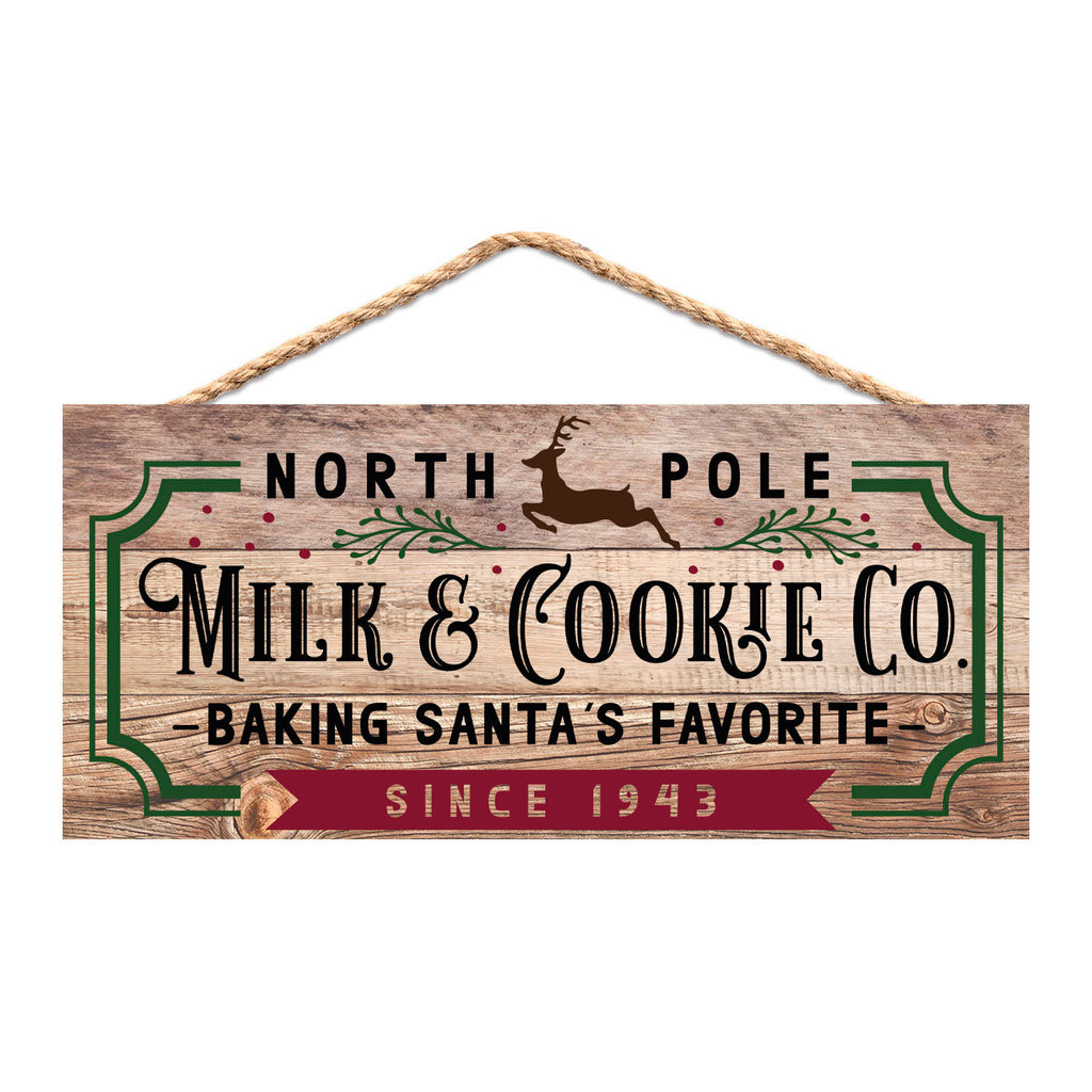 christmas decor - North Pole Milk & Cookie Co wood sign - rustic kitchen sign