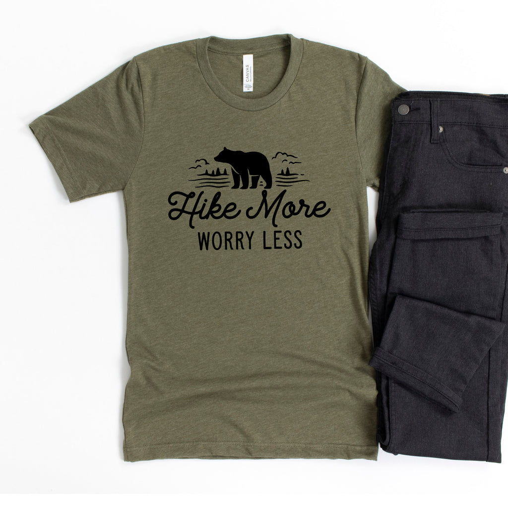 Hike More, Worry Less T-shirt, Hiking Gift, Adventure, Travel, Outdoors Shirt, Camping Tshirt
