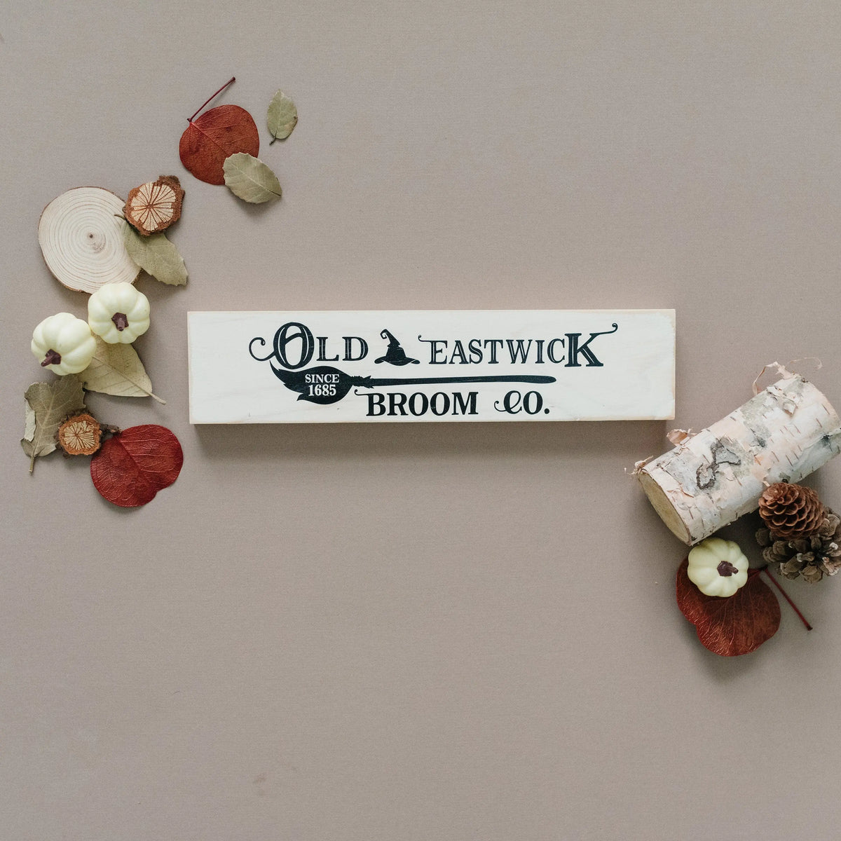 Old Eastwick Broom Co. Halloween Decor, wood block home decor, Fall decor wood sign