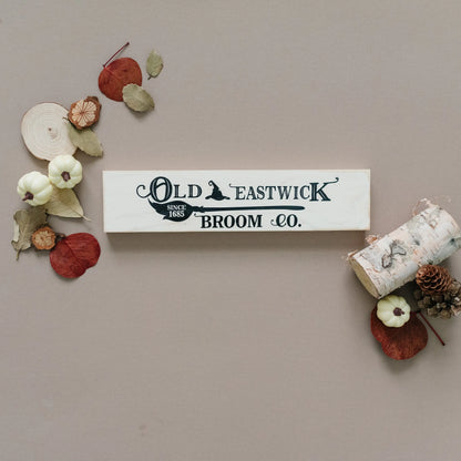 Old Eastwick Broom Co. Halloween Decor, wood block home decor, Fall decor wood sign