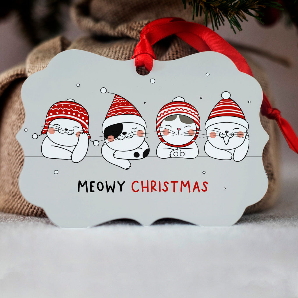 Christmas Ornaments Cat - Christmas Ornament Personalized Year Name - Meowy Christmas Cat Ornament