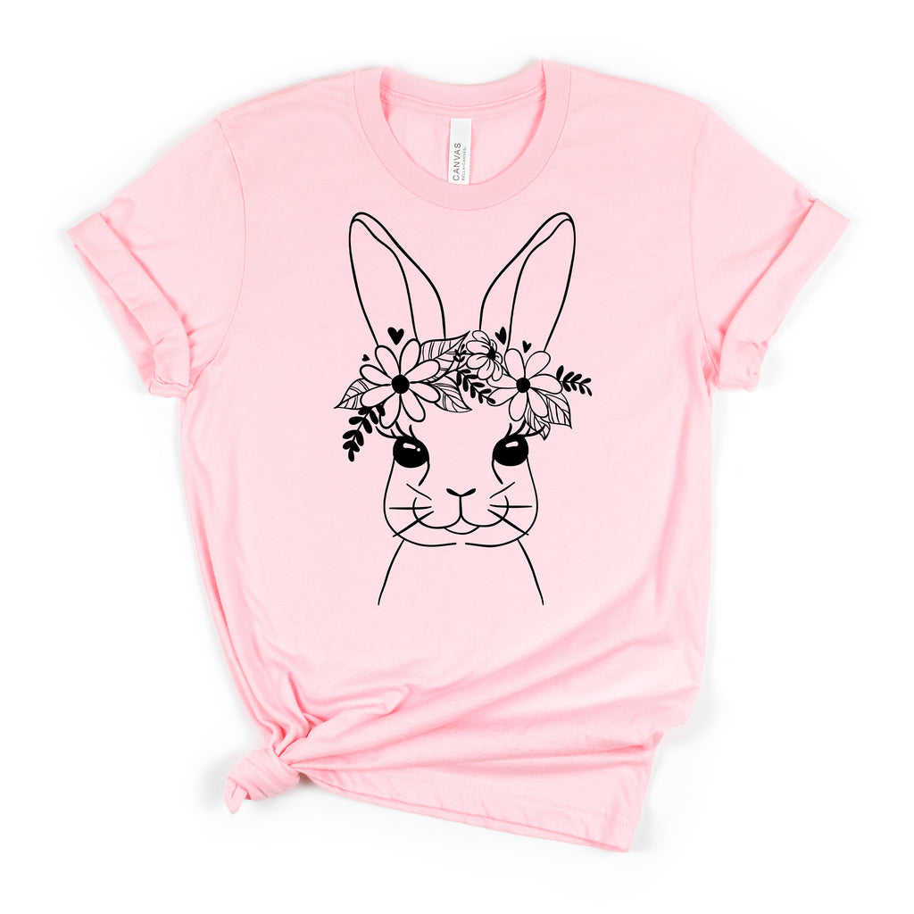 Easter Bunny Tshirt, Easter Shirt for Women, Cute Easter T-shirt for Her, Floral Easter Bunny Graphic Tee, Womens Spring Tops