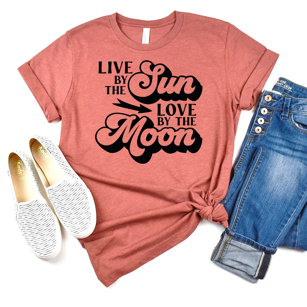Celestial Tshirt, trendy shirts, moon shirt, boho hippie shirt, sunshine shirt, moon t shirt, live by the sun love by the moon