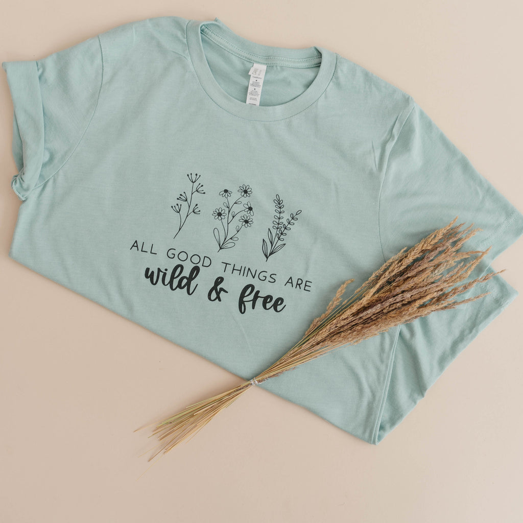 Wildflower Tshirt, Floral Tshirt, Gift for Her, Wild Flowers Shirt, Tshirt women boho, Tshirt women trendy Wild & Free graphic tee