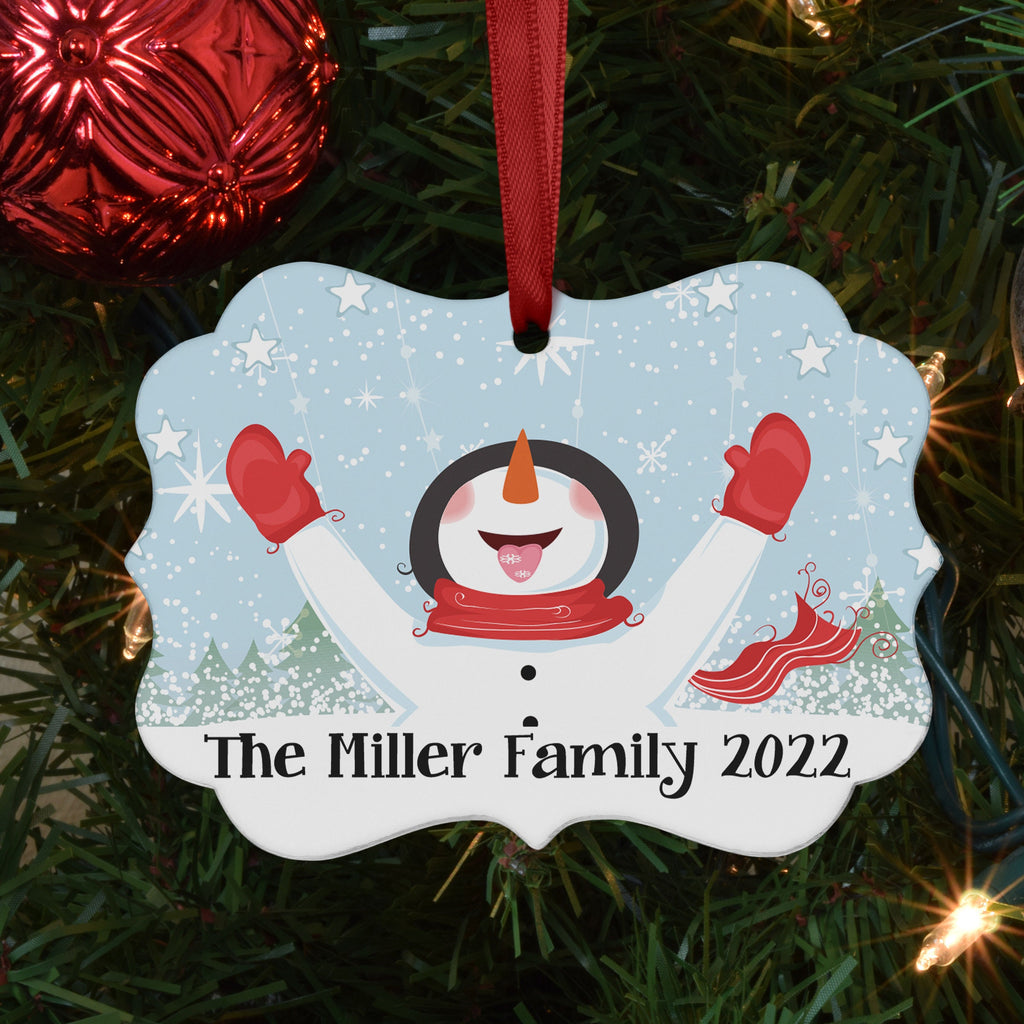 Personalized Family Christmas Ornament - Family Christmas Gift - Family christmas decoration - Blue Ornament - Snowman