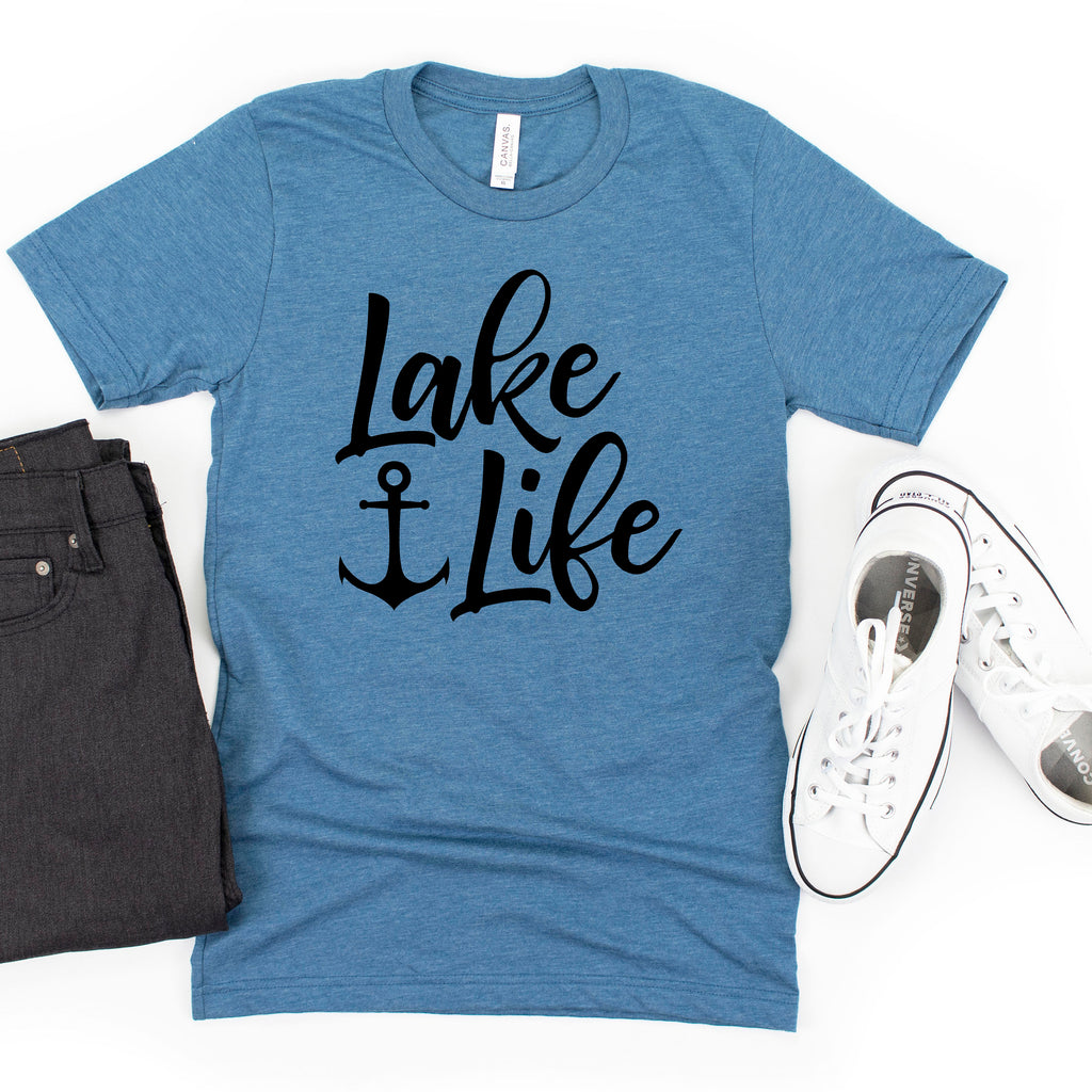 Lake Life Tshirt with Anchor, family vacation shirt, lake gifts, summer shirt, fishing shirt, Lake House Gifts, matching shirts for the lake
