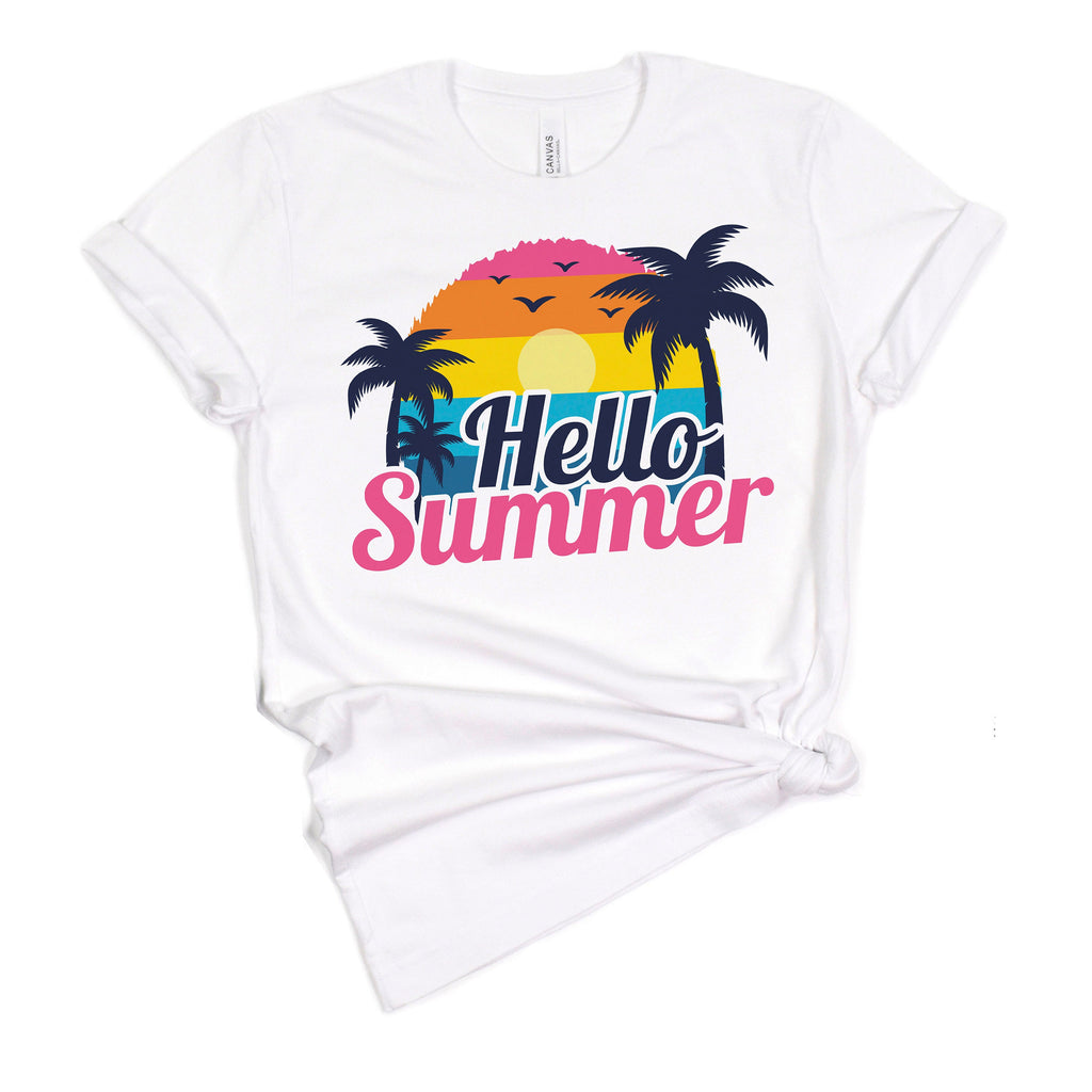 Hello Summer Tee, graphic tees, summer clothing, beach tshirt, summer top, vacation shirt