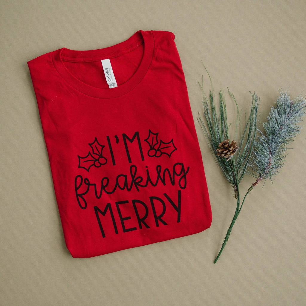 I'm Freaking Merry Tshirt, Funny Christmas shirt, Funny Red Christmas tee, funny christmas shirts
