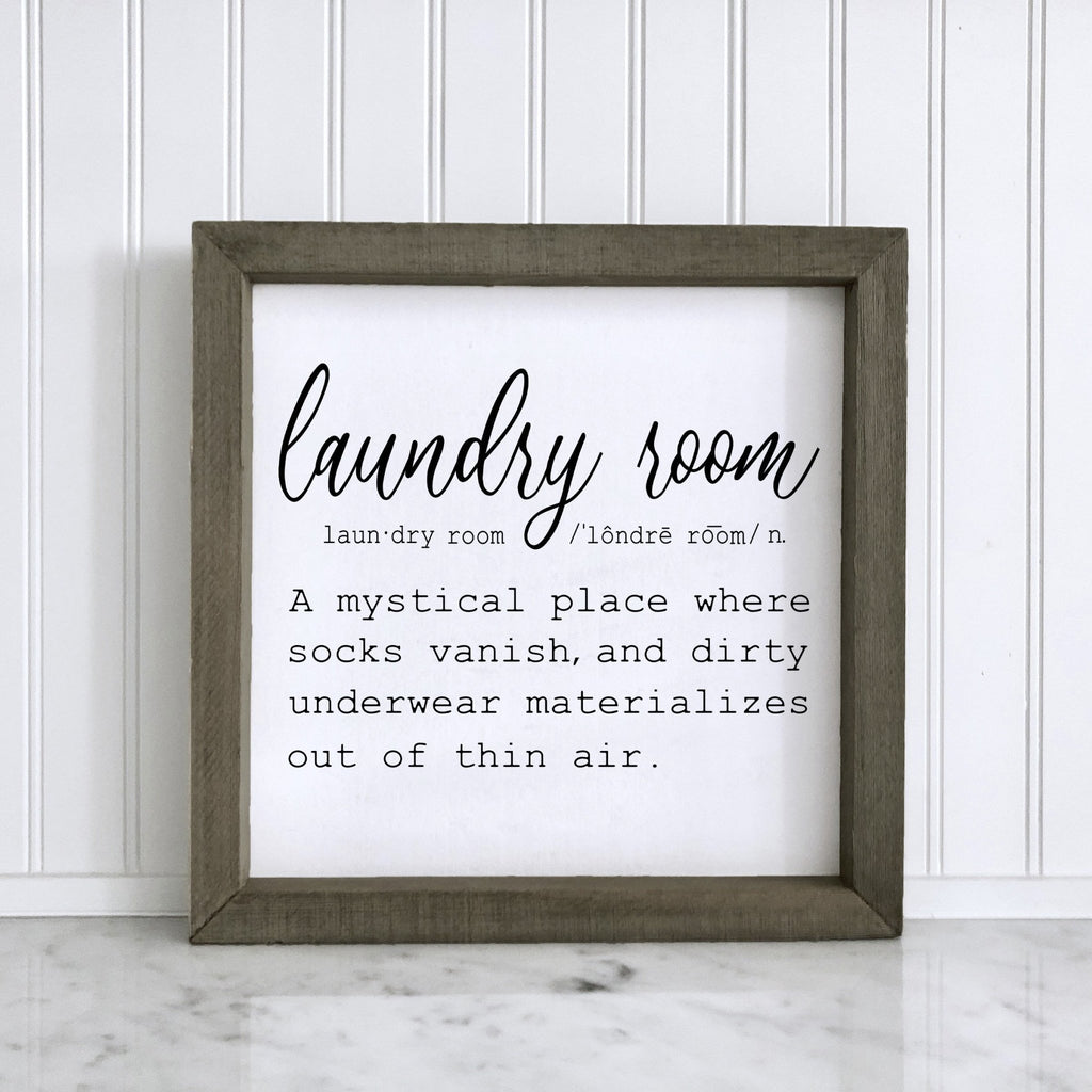 Laundry Sign - Laundry Room Decor - Hanging Laundry Definition Sign - Minimalistic Farmhouse Style Wall Decor