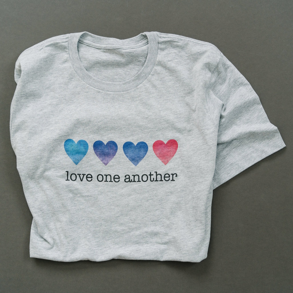 Love One Another Tshirt, Watercolor Hearts Womans Tee, tshirt women, Love T-shirt, heart tshirt, best friend gifts, gift for friend