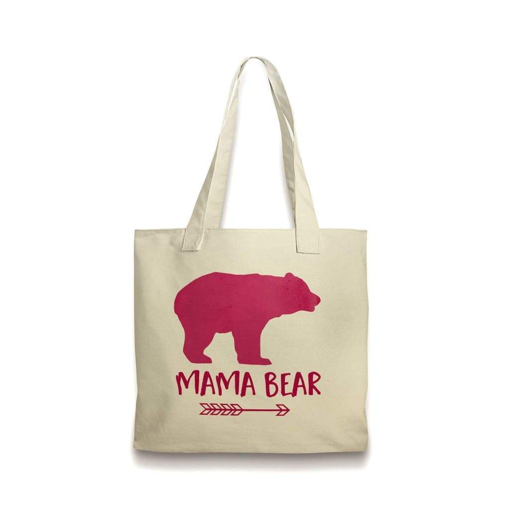 Mama Bear Canvas Tote Bag - Pink New Mom Gift