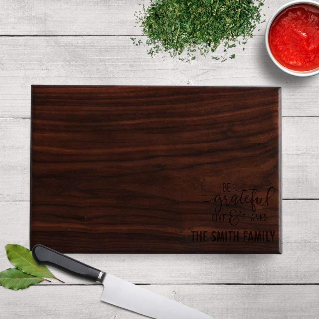 Maple Cutting Board - Be Grateful & Give Thanks - Cutting Board Walnut