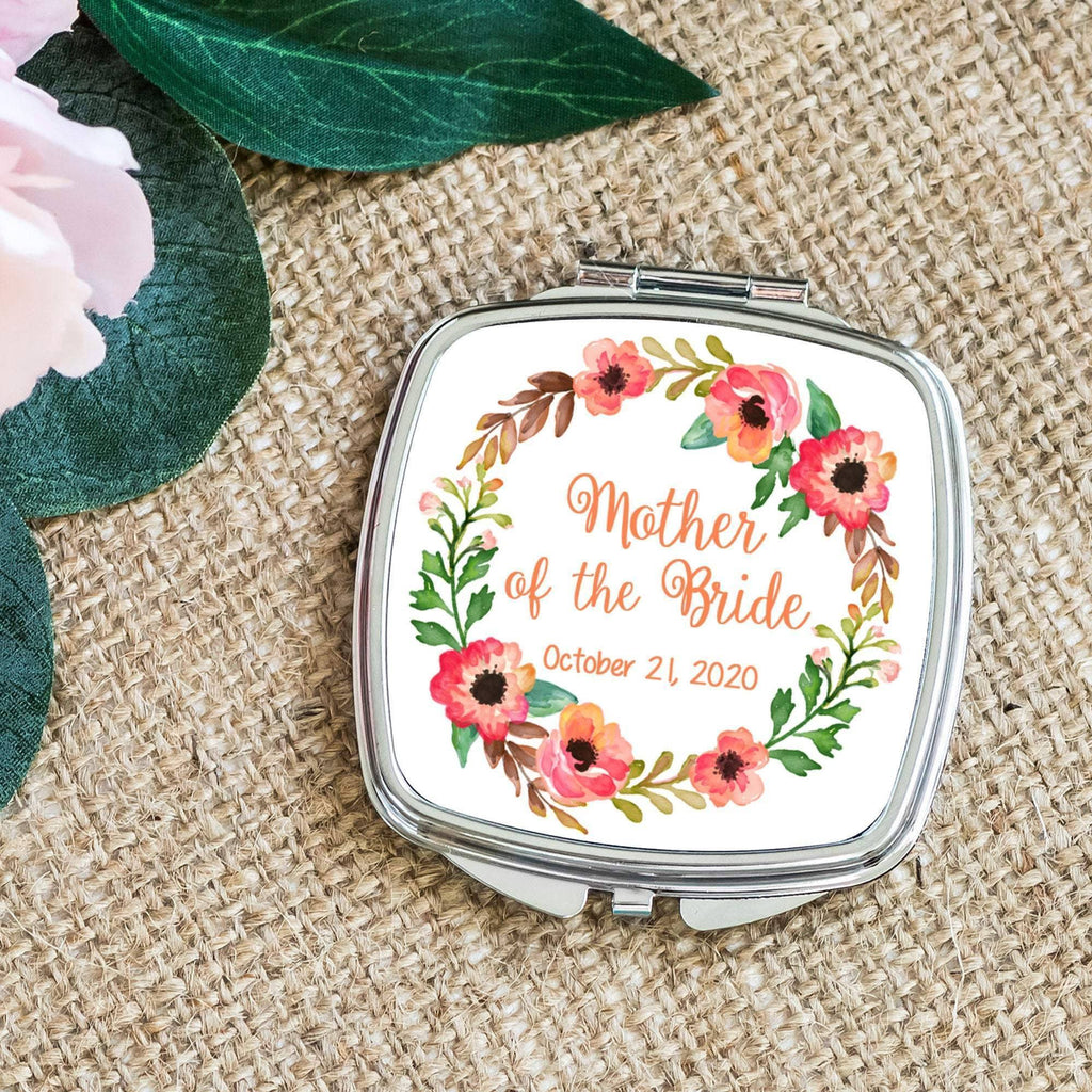 Mother of the Bride Gift from Daughter, Bridal Compact Mirror, mother of the groom gift from bride, Wedding Day Pocket Makeup Mirror
