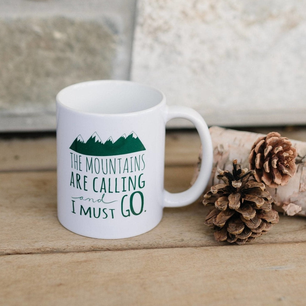 Mountain Coffee Mug, The Mountains are Calling and I must Go Coffee Mug, Mountain Gift, Rocky mountain mug, ceramic mug mountain