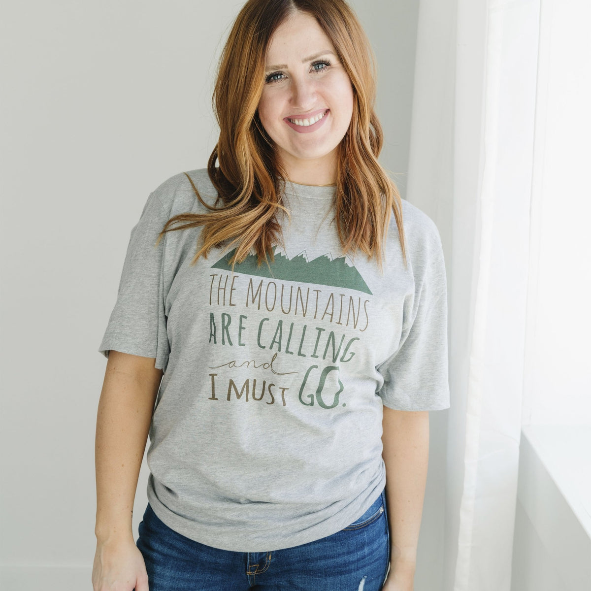 Mountain Tshirt - The Mountains are Calling and I must Go | Joyful Moose