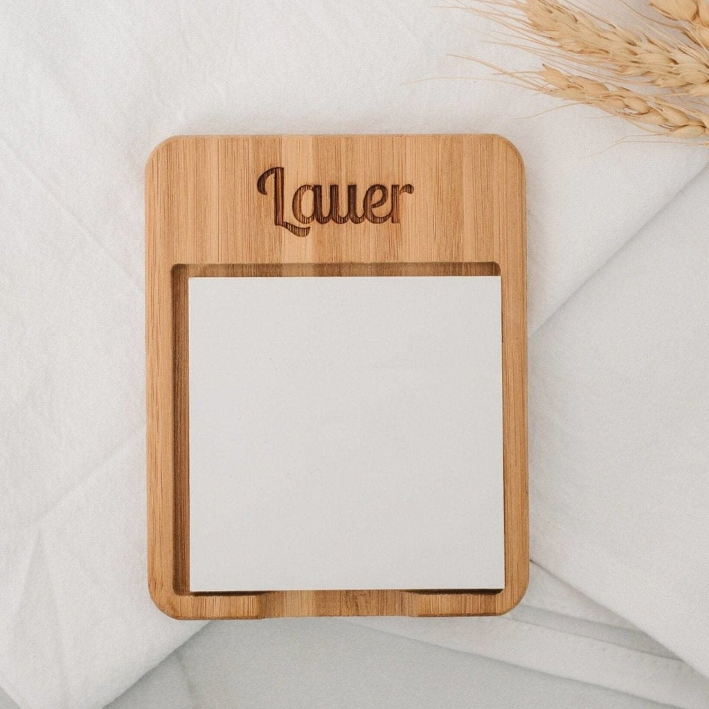 Personalized Bamboo Sticky Note Holder - Custom coworker Gift - Gift for Office