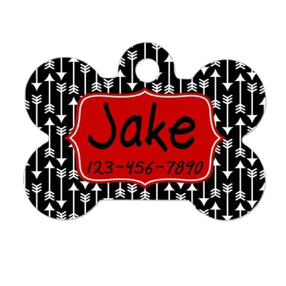 Personalized Dog ID Tag - Custom Dog ID Tag - Arrow Dog ID Tag - Red & Black Dog id Tag