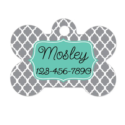 Personalized Dog Tag - Dog ID Tag - Personalized Bone Dog Tag - Pet Gift - Custom Pet ID Tag - Gray Mint