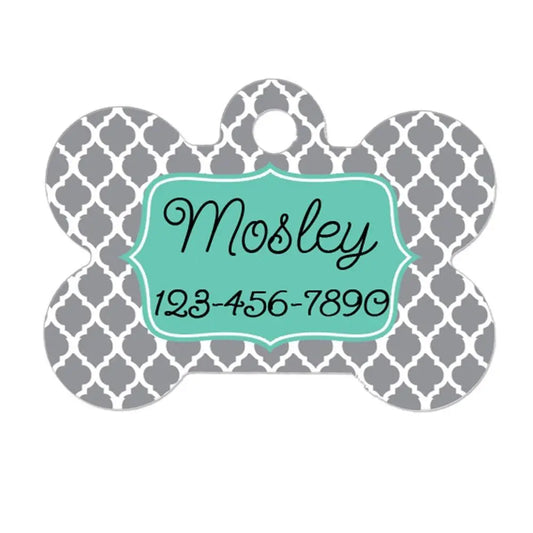 Personalized Dog Tag - Dog ID Tag - Personalized Bone Dog Tag - Pet Gift - Custom Pet ID Tag - Gray Mint