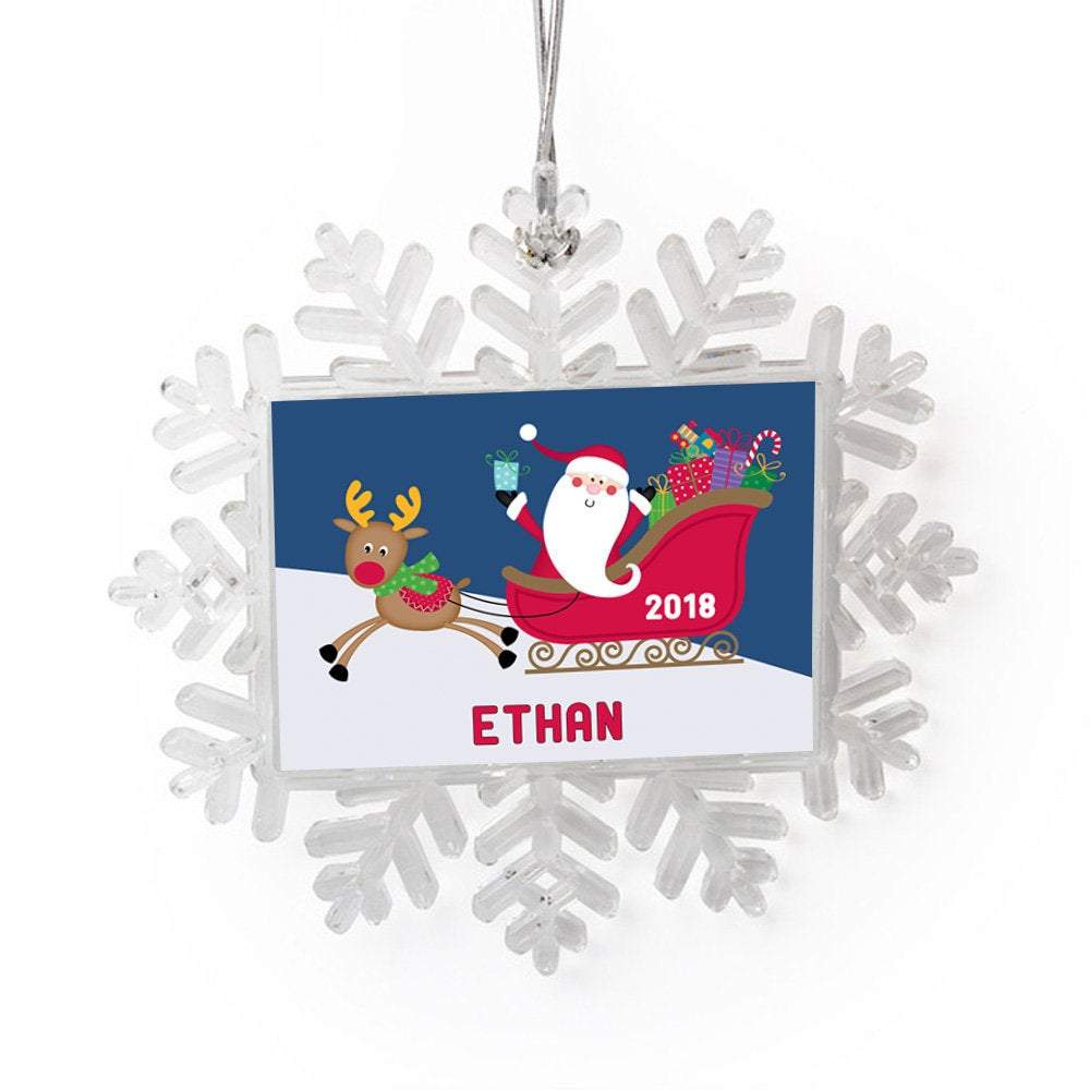 Personalized Kid's Christmas Ornament - Santa's Sleigh Kids Ornament