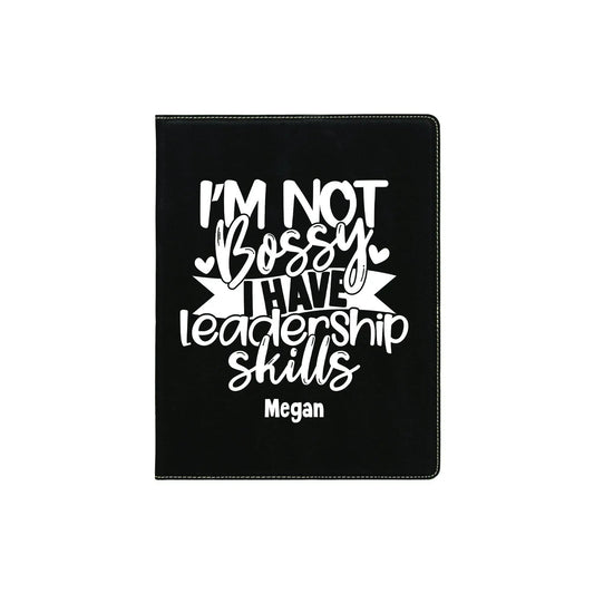 Personalized Leather Portfolio with Notepad - Gift for Girl Boss business padfolio organizer