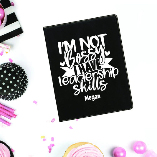 Personalized Leather Portfolio with Notepad - Gift for Girl Boss business padfolio organizer