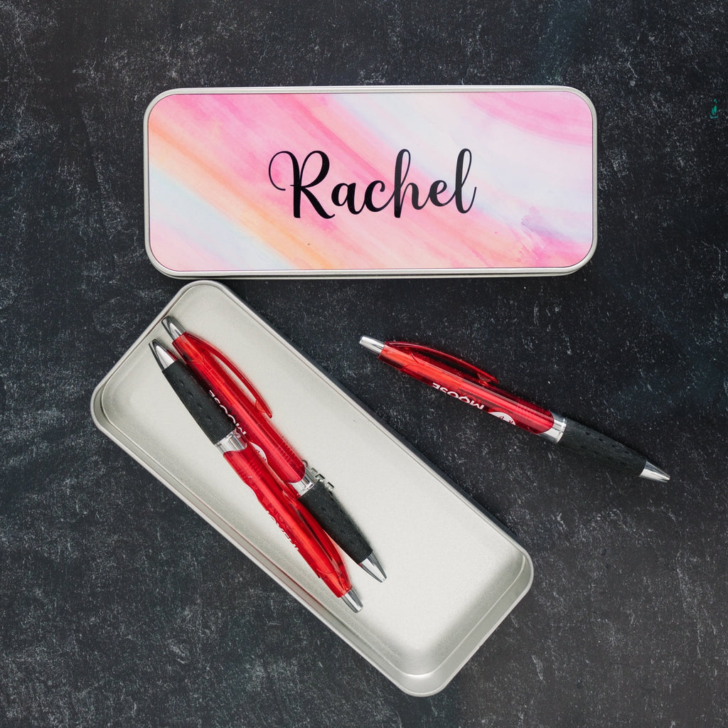 Personalized Pencil Holder for Girls, Watercolor Personalized Pencil Case, Colored Pencil Storage Tin, Personalized Gift for Girls