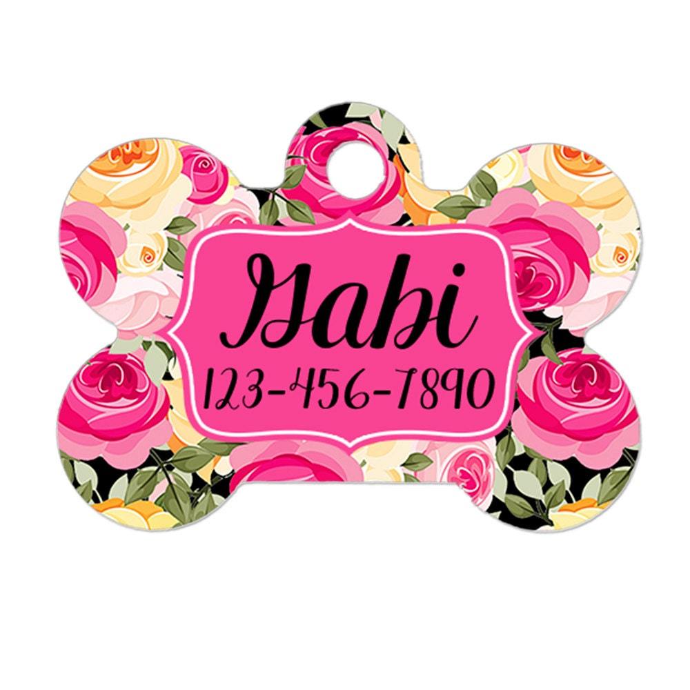 Personalized Pet ID Tag - Personalized Pet Tag - Custom Pet ID Tag - Floral Dog Name Tag - Dog ID Tag - Dog Collar Name Tag