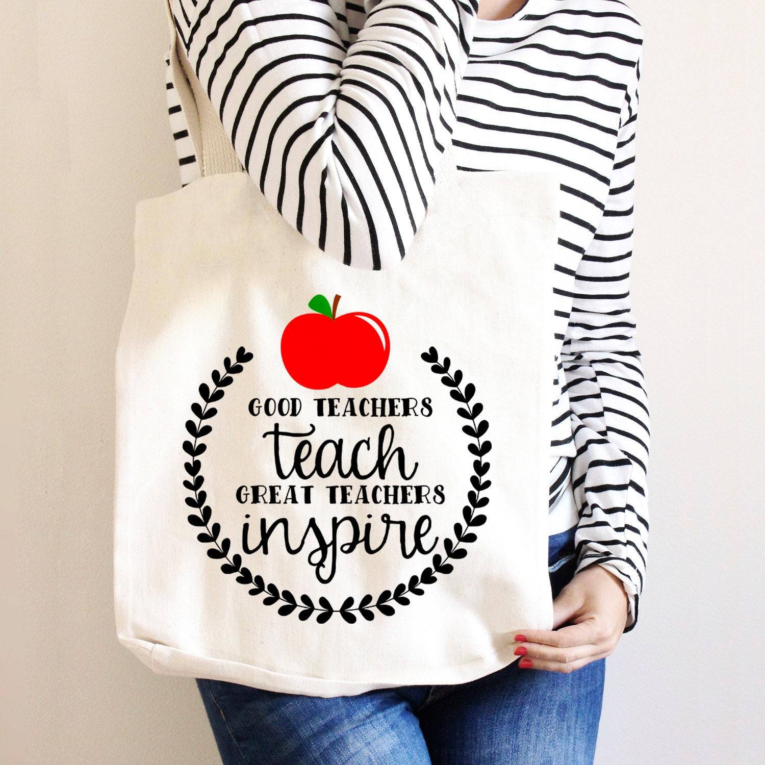Personalized Teacher Canvas Tote Bag, Teacher Name Bag, Canvas Tote Bag  Gifts, Custom Teacher Gifts, Gifts for Teacher, Thank You Teacher Gifts