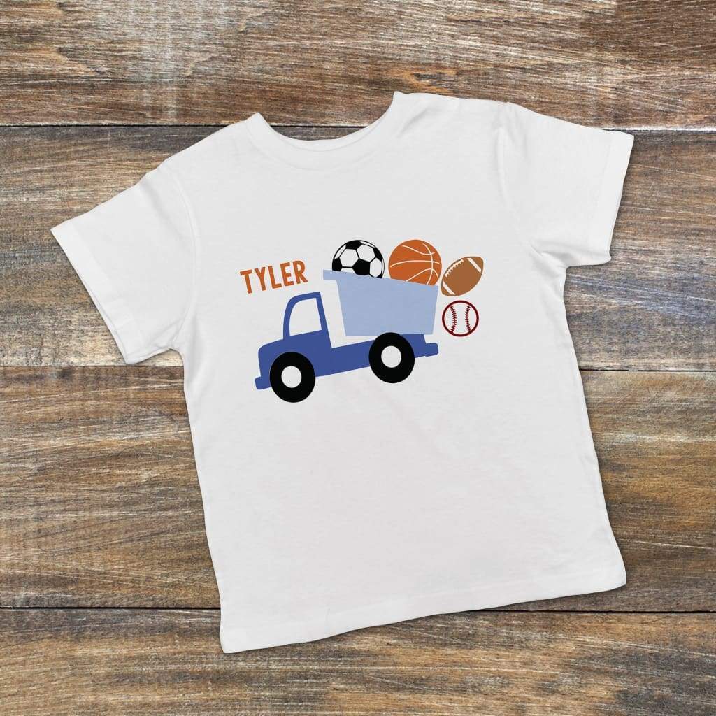 Toddler Boy Shirt - Blue Dump Truck Tee - Soccer Basketball Baseball Football Boys Tshirt