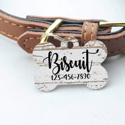 Wood Grain Pet ID Tag - Weathered Wood Pattern Custom Dog Name Tag